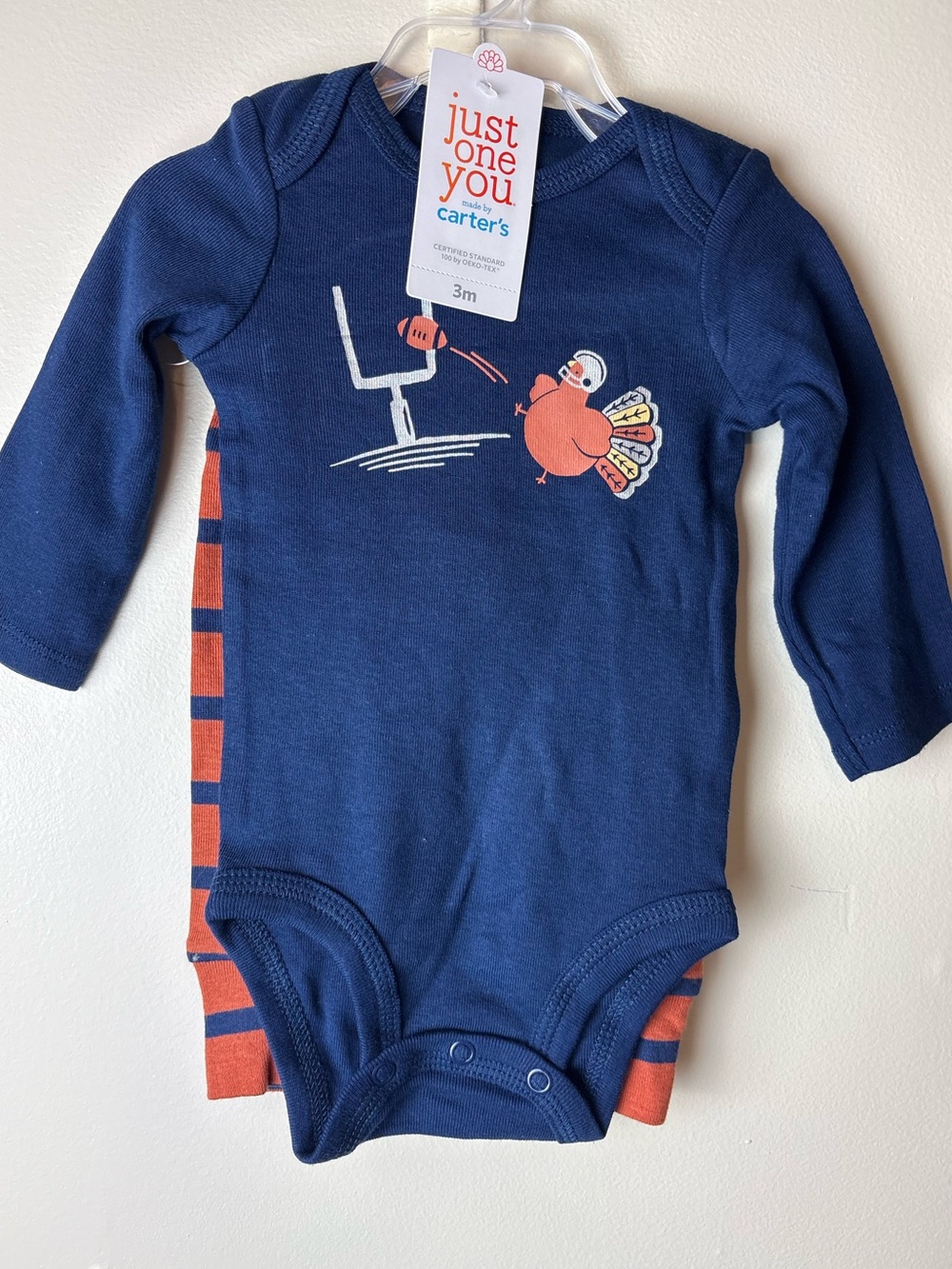 Carter's Navy Turkey Football Long-Sleeve One-Piece 3Months